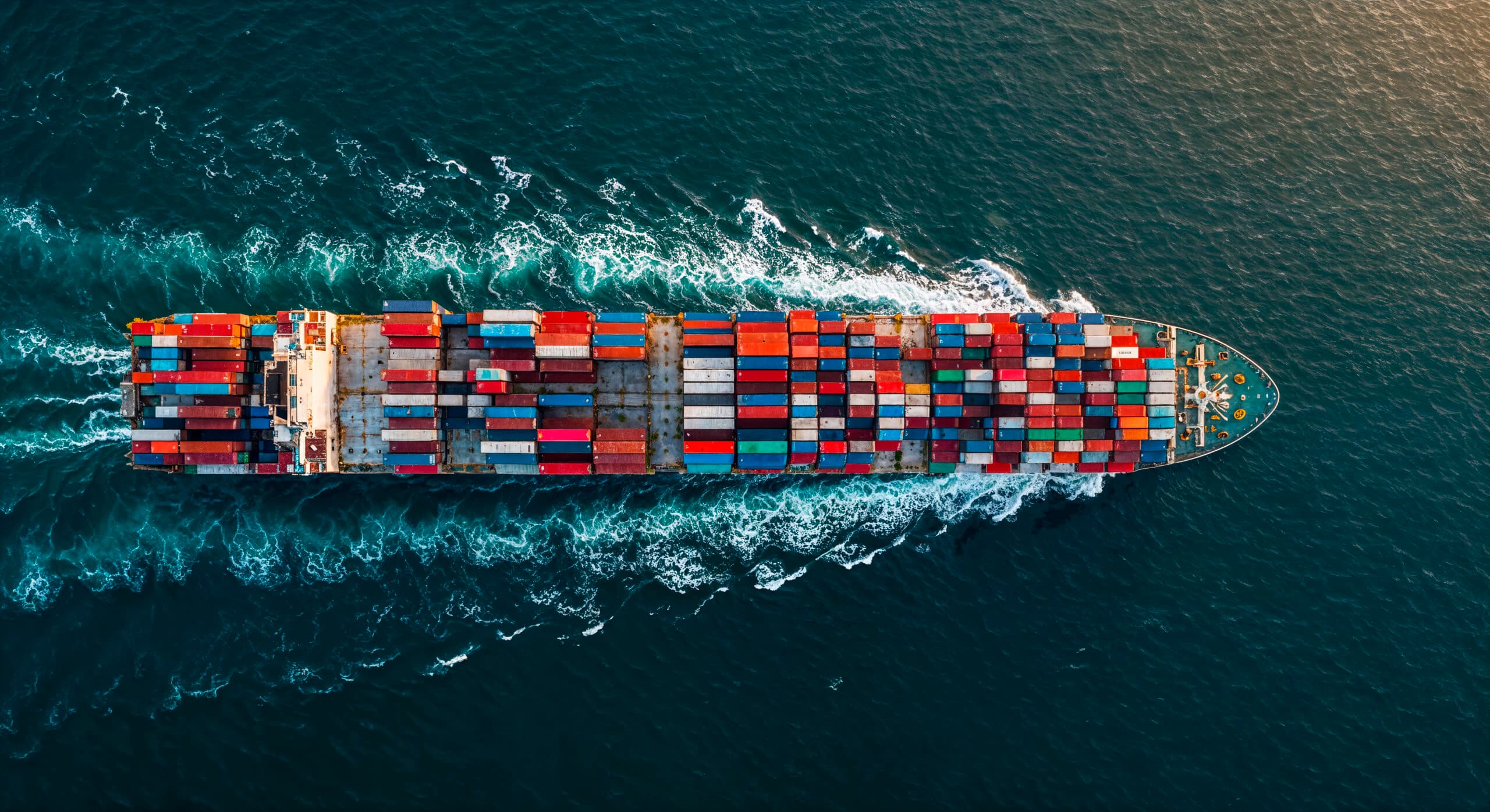 Cargo ship at sea, logistics operations