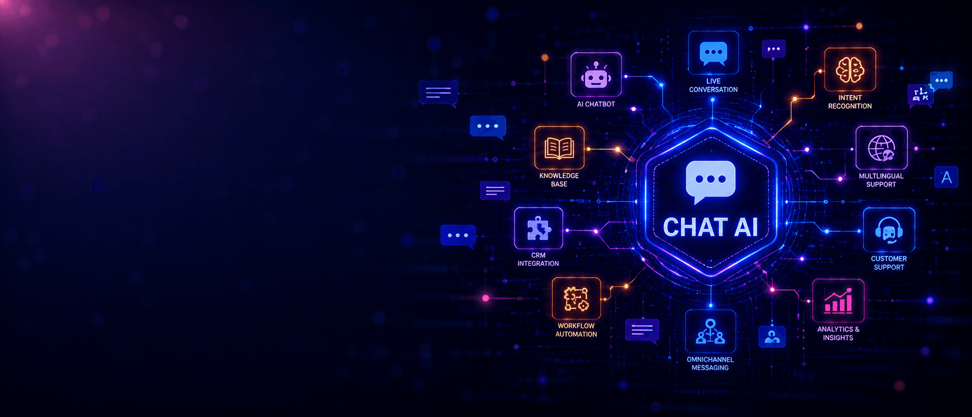 Conversational AI Chatbots service hero illustration