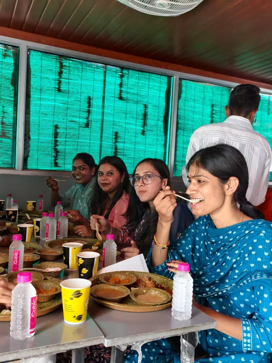 Colleagues sharing a team lunch